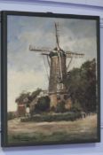 Hendrik Cornelis Kranenburg (1917-1987), Oil on canvas, signed, 'Windmill' 59 x 49cm