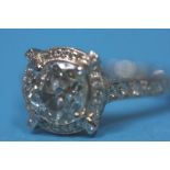 A large old cut solitaire diamond ring, set in 18ct white gold approx 1.15cts