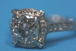 A large old cut solitaire diamond ring, set in 18ct white gold approx 1.15cts