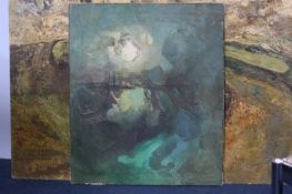 Alf O'Brien (1912-1988), three oil on board, one oil on canvas, 'Landscapes' 76 x 99cm