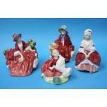 Four Royal Doulton figures 'Lydia', 'Peggy', 'Linda' and 'Home again'