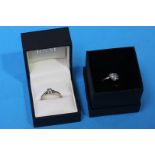 Two 9ct gold and diamond dress rings