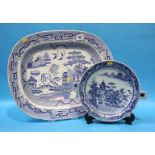 Blue and white meat plate and Chinese plate warmer