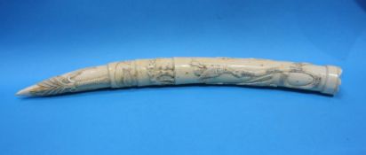 A carved Ivory tusk etc.