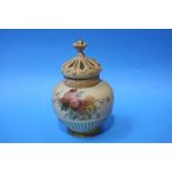 Royal Worcester pot pourri vase and cover, green p