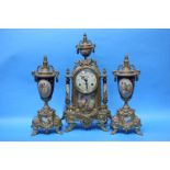 Reproduction gilt metal clock and garniture