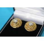 A pair of gold and diamond solitaire earrings approx 3.6 ct total weight