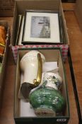 Assorted prints, Maling vase etc.