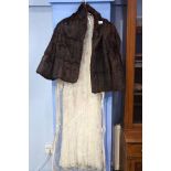 A 1950's Vintage Frank Usher hand embroidered wedding dress, size M (approx 10/12) and 'Furs of
