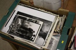 Tray of pictures and ephemera