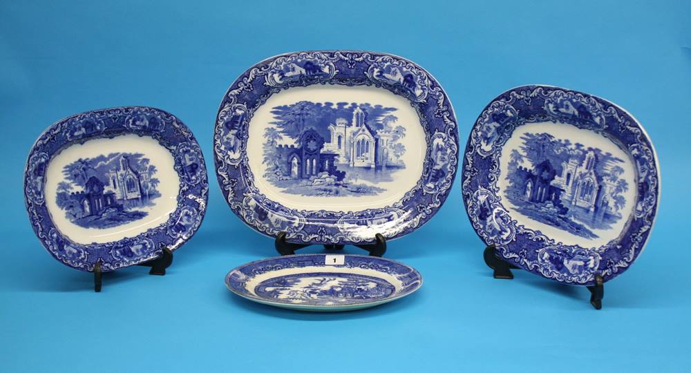 A set of three graduated 'Abbey' meat plates and one other (4)