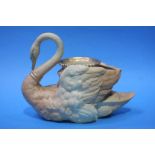 Royal Worcester blush ivory posy holder in form of a swan