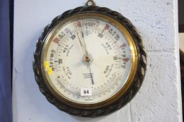 Large rope twist barometer 'Richard Smith Scarboro' 34cm diameter