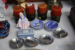 Danish candle holders, Royal Doulton figure etc.