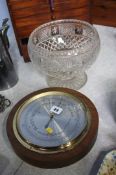 Good quality cut glass bowl and a Negretti and Zam