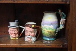 Musical jug and two Toby jugs