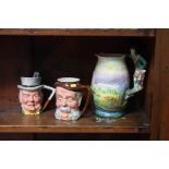 Musical jug and two Toby jugs