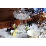 Cake stand, assorted glassware, Beswick, Poole etc