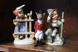 Two Hummel figures and a Royal Doulton fox