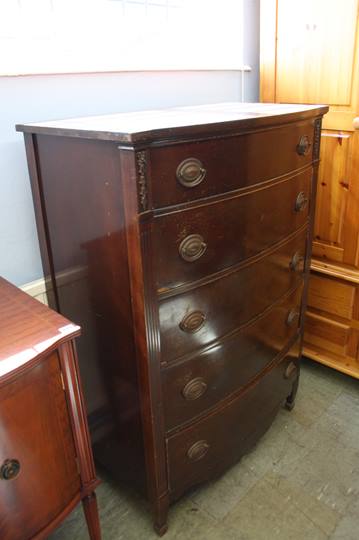 Mahogany bow front chest of drawers