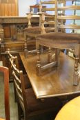 An oak 8 piece dining room suite, refectory table,