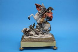 A Capodimonte group of Napoleon on a rearing horse
