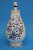 A Poole pottery baluster shaped table lamp decorat