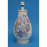 A Poole pottery baluster shaped table lamp decorat