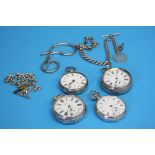 Three Gentleman's silver pocket watches and one ot