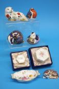 A collection of five Royal Crown Derby paperweight