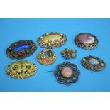 Eight various costume jewellery brooches