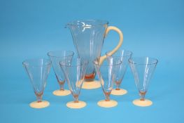 A juice set comprising conical jug and six juice g