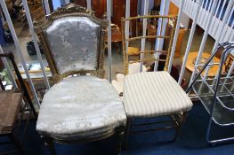 A 19th century gilt single chair and another