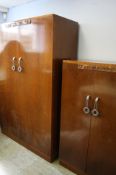 Burr walnut Art Deco 3 piece bedroom suite, wardro