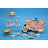 A Maling 'Peony Rose' dressing table set, a two ha