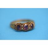 A Victorian 15ct gold amethyst and seed pearl ring