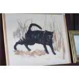 'Stalking Cat', lithograph, after Bettina McMahew,