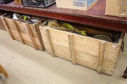 2 large wooden trunks and contents