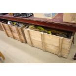 2 large wooden trunks and contents