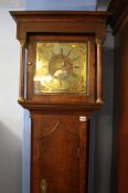 An oak cased long case clock, brass dial signed Ra