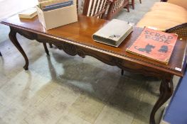 A long oak reproduction console table