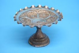 An Oriental 'Silver' tazza decorated with landscap