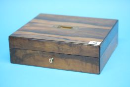 A walnut sewing box, 28cm wide