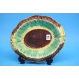 A Continental Majolica oval shaped dish, 92cm leng