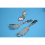 A pair of Danish sterling silver fish servers and