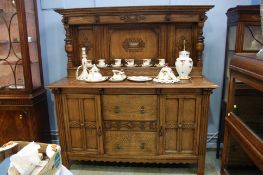 Oak carved buffet back sideboard