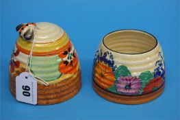 A Clarice Cliff Bizarre 'Gayday' honey pot (no lid