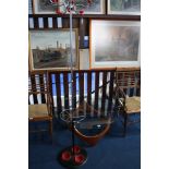 Teak and glass coffee table and a coat stand