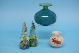Four pieces of Mdina glassware