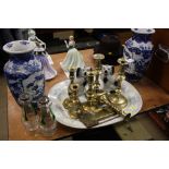 Silver mounted vases, pot dogs, candlesticks etc.
